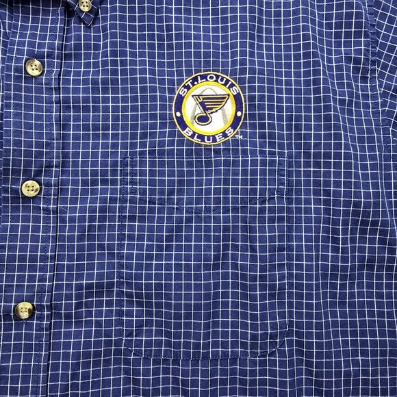 St Louis Blues Shirt Mens‎ XL/2XL Blue Check Button Down Long Sleeve NHL Hockey - Picture 3 of 9